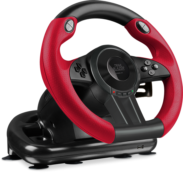 SPEEDLINK Trailblazer Vibration Effect Racing Wheel with Pedals for Microsoft Xbox One and PS4/PS3/PC, Black/Red