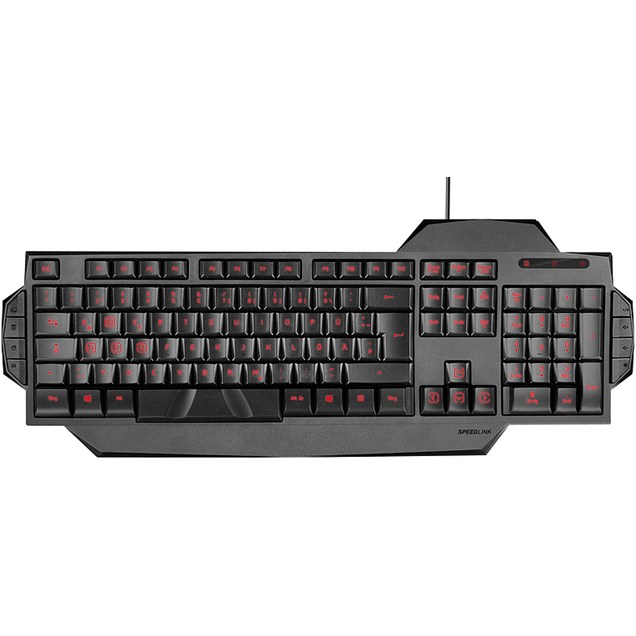 SPEEDLINK Rapax Stealth Compact Red LED Illumination Gaming Keyboard, UK Layout (Black)