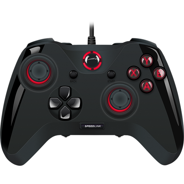 SPEEDLINK Quinox Pro USB PC Gamepad with Dual Analogue Sticks & Vibration Effect, Black/Red
