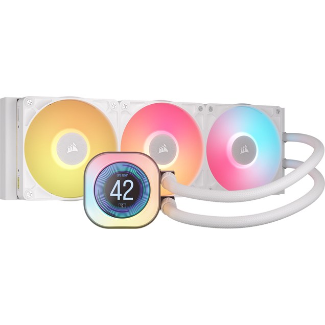 Corsair iCUE LINK TITAN 360 RX LCD 360mm AIO Liquid CPU Cooler in White