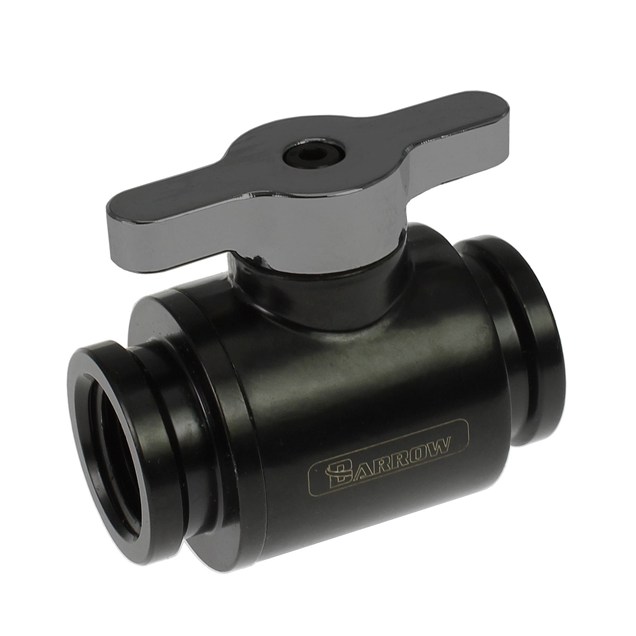 Barrow G1/4 Mini Ball Valve, Matt Silver Handle in Black