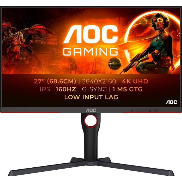 AOC U27G3X/BK 27" 4K Gaming Monitor - IPS, 400 nits, 160Hz, 1ms, HDMI, DP