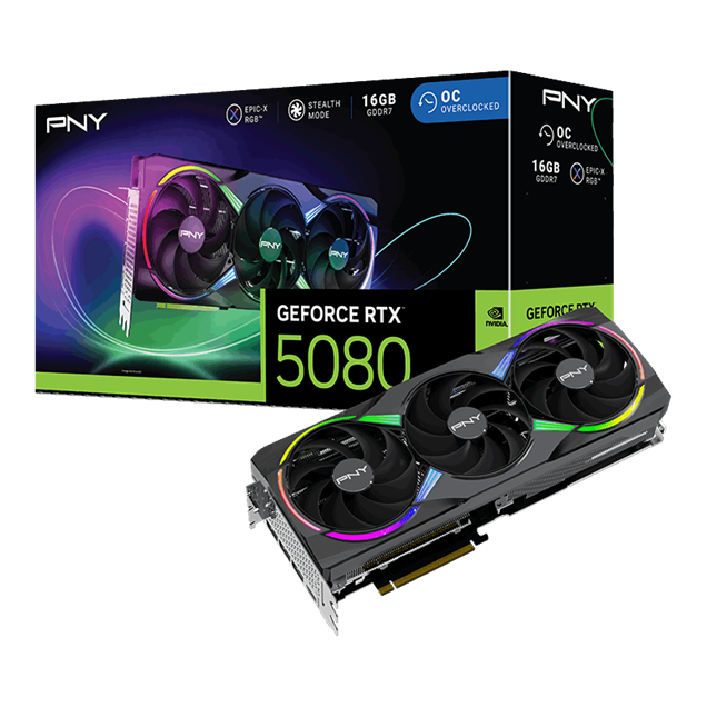 PNY GeForce RTX 5080 EPIC-X OC 16GB GDDR7 Graphics Card