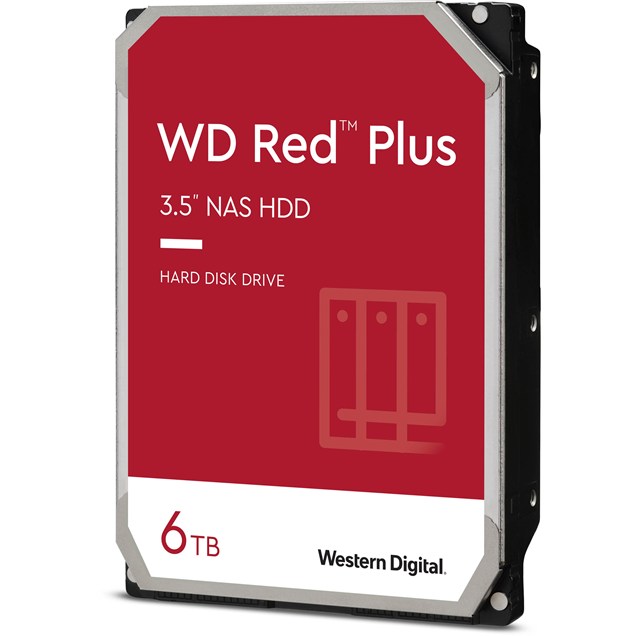 6TB Western Digital Red Plus 3.5" SATA III Hard Drive - 5400RPM, 256MB Cache