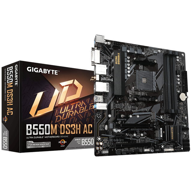 Gigabyte B550M DS3H AC mATX Motherboard for AMD AM4 CPUs