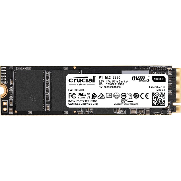 Crucial P1 M.2-2280 1TB PCI Express 3.0 x4 NVMe Solid State Drive