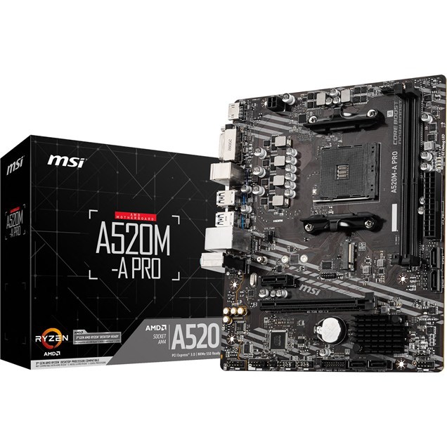 MSI A520M-A PRO mATX Motherboard for AMD AM4 CPUs