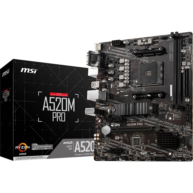 MSI A520M PRO mATX Motherboard for AMD AM4 CPUs