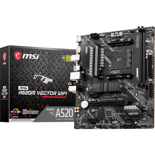 MSI MAG A520M VECTOR WIFI mATX Motherboard for AMD AM4 CPUs