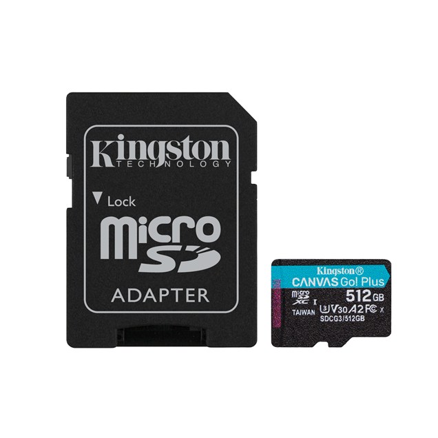 512GB Kingston Canvas Go! Plus UHS-1 (U3) microSD Card & Adaptor 