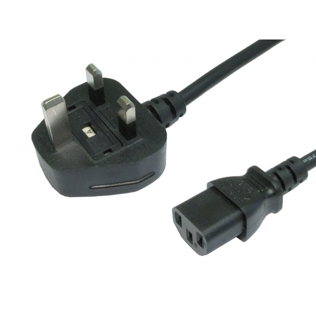 0.5m UK Plug to C13 Mains Lead - Black