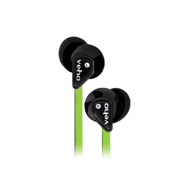 Veho Z-1 Stereo Anti-Tangle In-Ear Headphones earphones earbuds (Green)