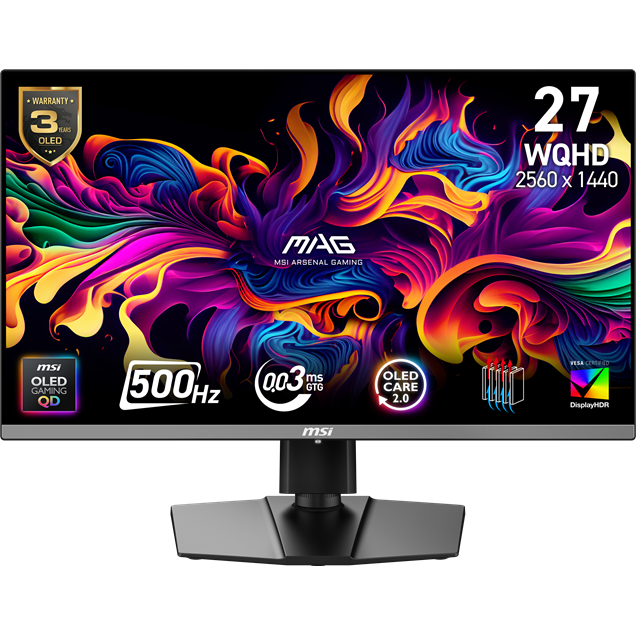 MSI MAG 272QP QD-OLED X50 27" Gaming Monitor - QD-OLED, 500Hz, 0.03ms, HDMI, DP
