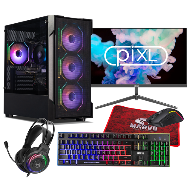  Horizon Recruit Ryzen 5 Pre-built Gaming PC Bundle with Monitor and Accessories 
