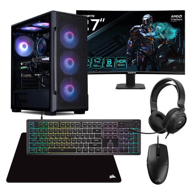 Horizon Ryzen 5 RTX 5060 Pre-built PC Bundle with Monitor and Accessories 
