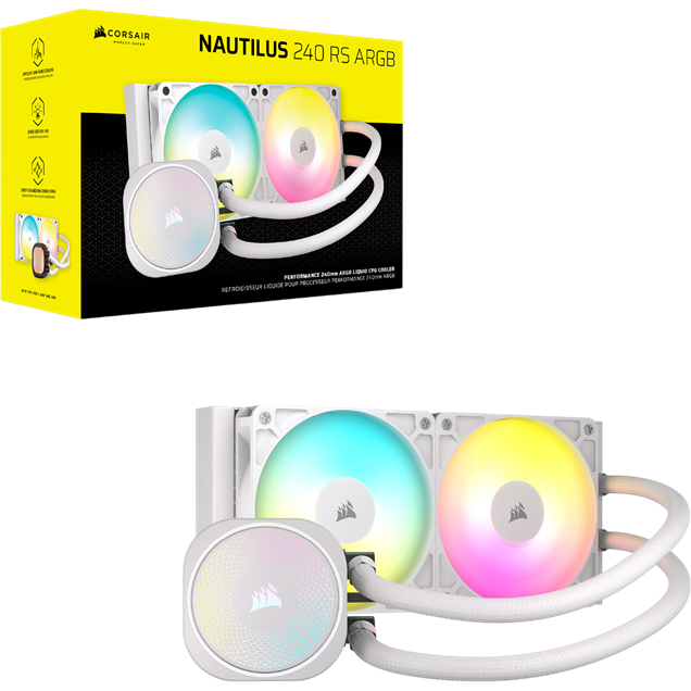 Corsair NAUTILUS 240 RS 240mm ARGB AiO Liquid CPU Cooler in White