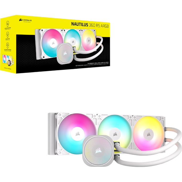 Corsair NAUTILUS 360 RS 360mm ARGB AiO Liquid CPU Cooler in White