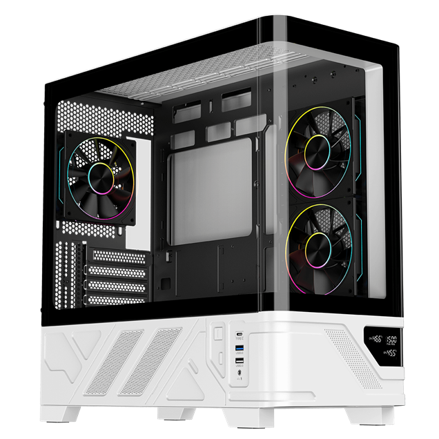 Powercool PC-ARCTIC-WHT Micro Tower Gaming Case - Black/White 